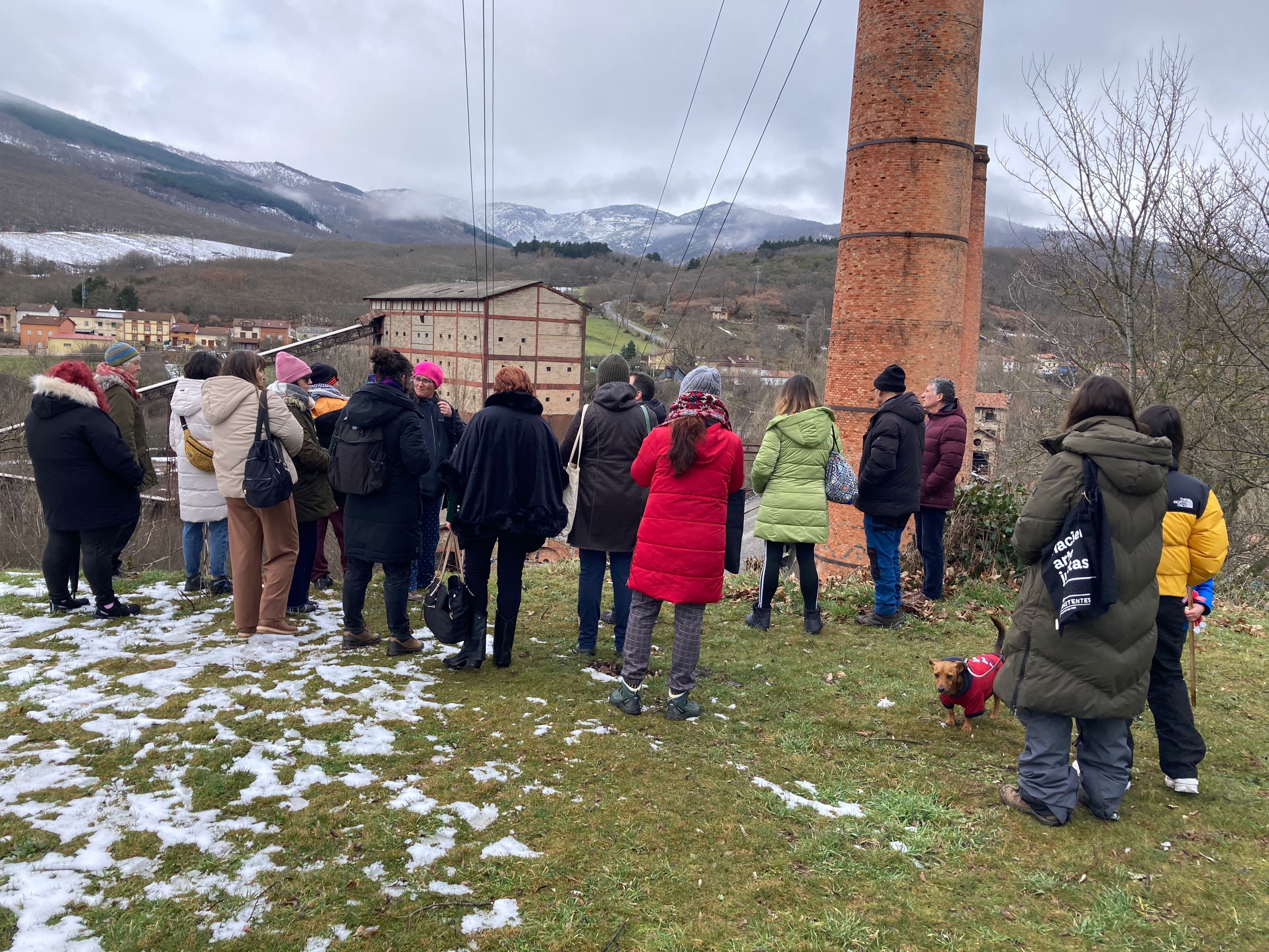 Comissioners looking at the abandoned industrial area of Barruelo de Santullán.