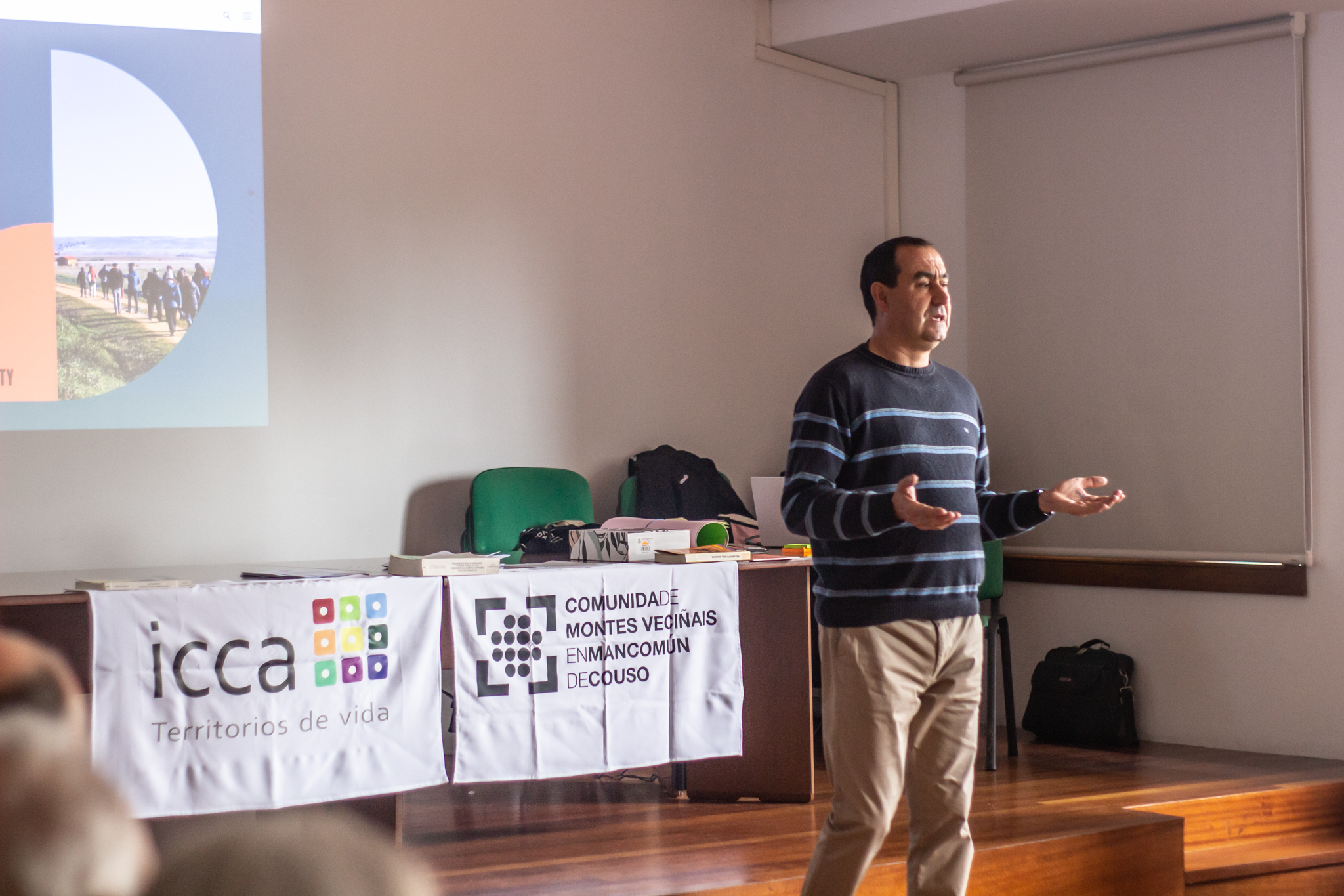 Montes de Couso citizen-commissioner Xosé Antonio Araúxo during his presentation. © Andreia Iglesias
