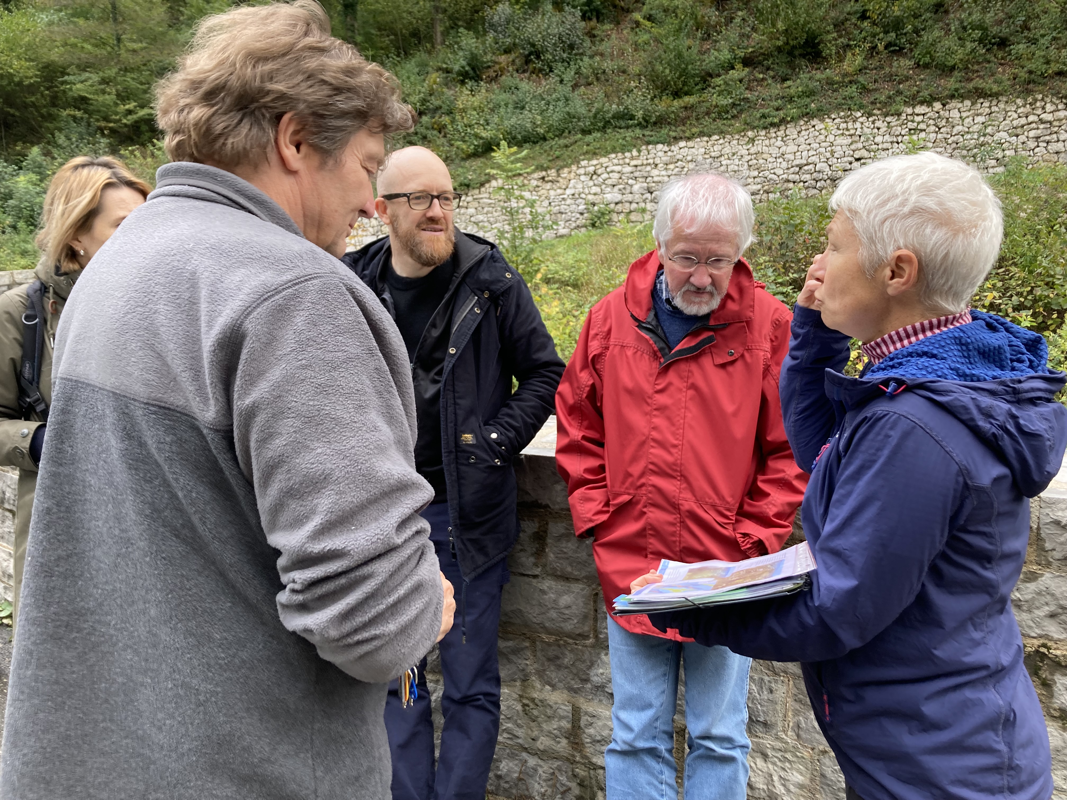 The artists visiting the park where they will develop the artwork.